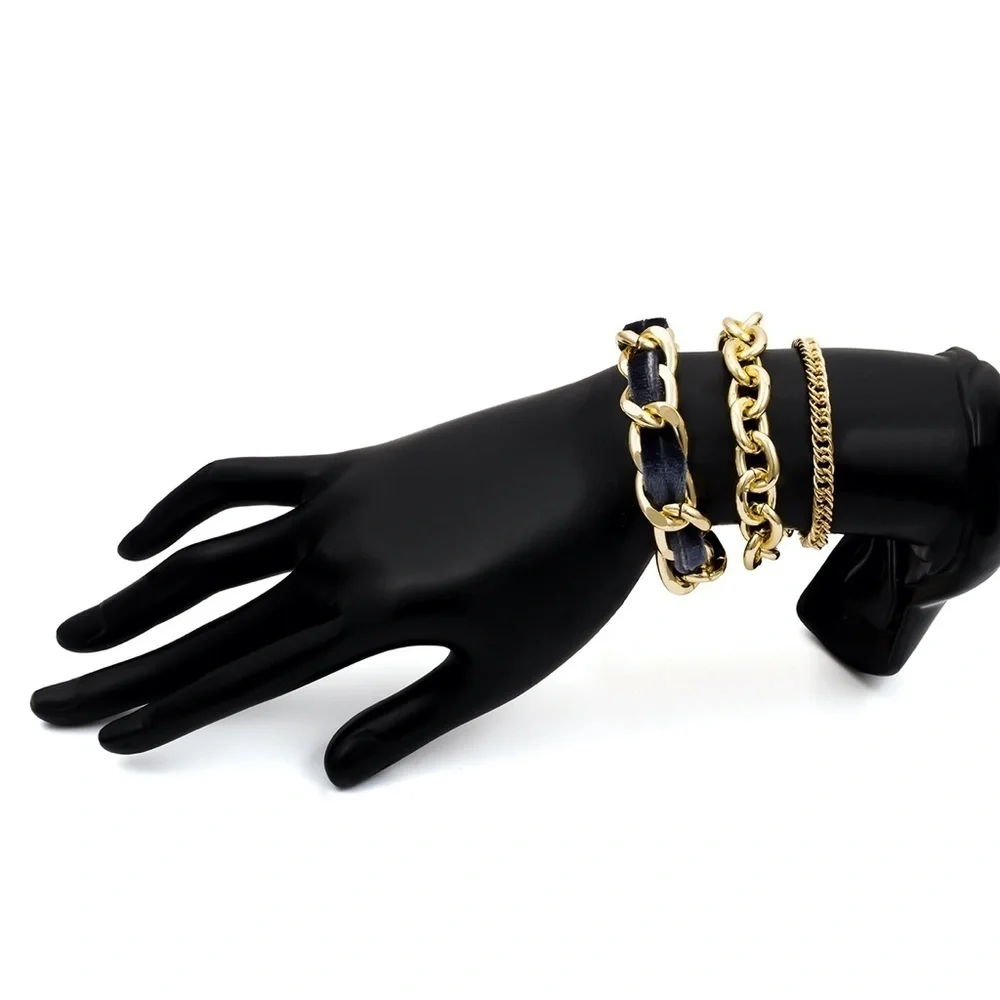 *IMOGEN* 3-Pc Gold Chain Fashion Bracelet Set